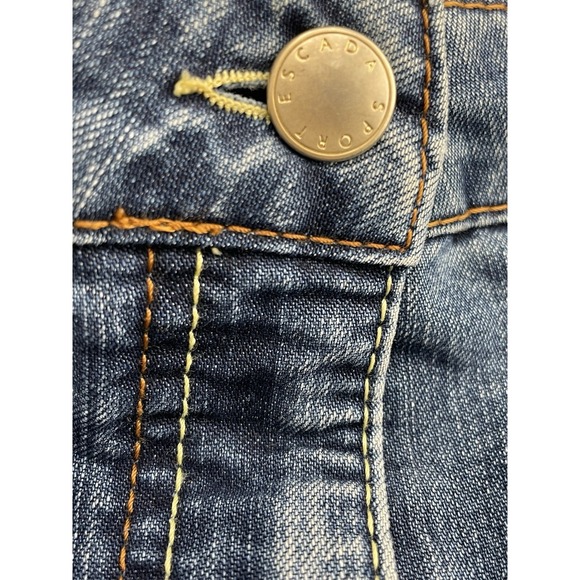 Escada sport Vintage Denim Skirt Blue Sz 36 S Cotton Logo Mini Knee Length - Picture 3 of 10